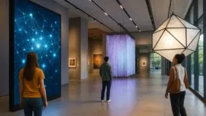 Interior moderno de museos de arte en Miami con instalaciones innovadoras que combinan cultura y tecnología.