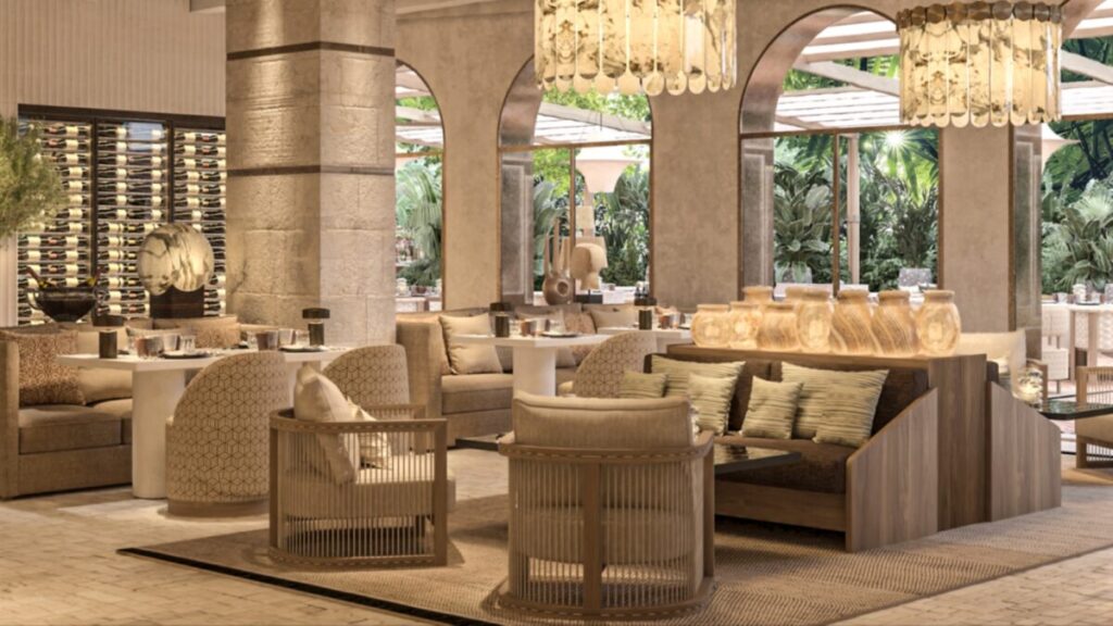 Interior estilo mediterráneo moderno inspirado en Ava MediterrAegean en Coconut Grove.