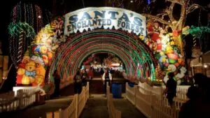 Luces navideñas apagadas en un parque de Miami tras el cierre del Bosque Encantado de Santa.