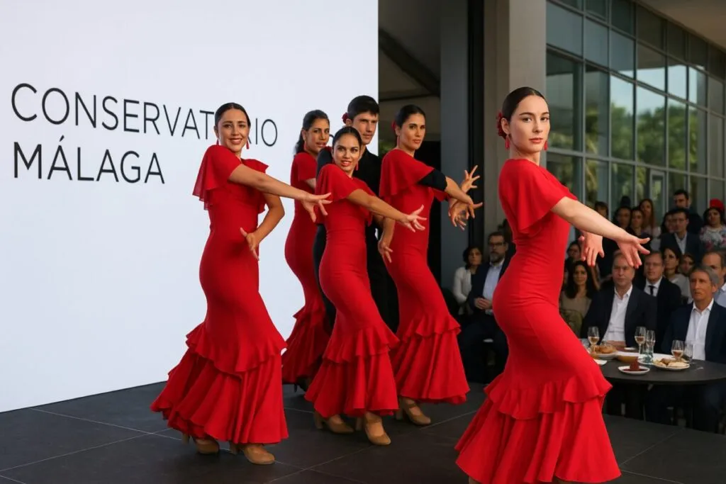 Bailarinas del Conservatorio de Málaga interpretan danza flamenca en evento sobre tradiciones de Málaga en Miami