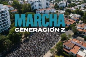Marcha fotorealista de la Generación Z en Guadalajara por causas sociales en México