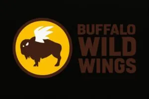 Logo oficial de Buffalo Wild Wings en fondo negro con colores vibrantes, estilo profesional