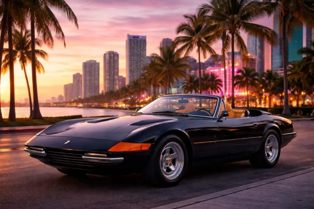 Réplica del Ferrari Daytona de Miami Vice subastado como pieza de colección cultural en Florida