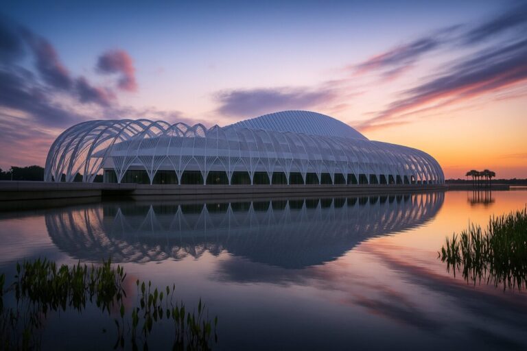 Vista moderna del campus de Florida Polytechnic University, reconocida por su liderazgo en ciencia de datos y educación tecnológica