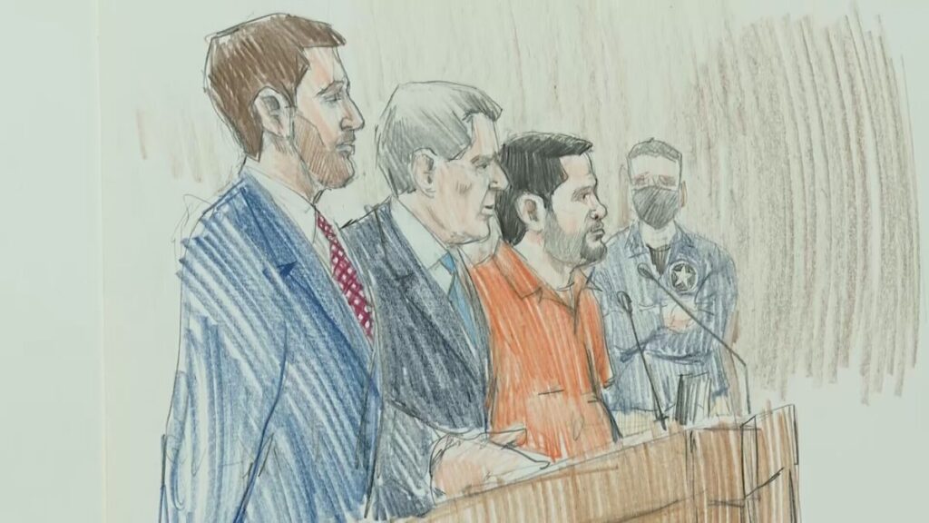 Retrato conceptual de Joaquín Guzmán López durante proceso judicial en EEUU por caso Los Chapitos