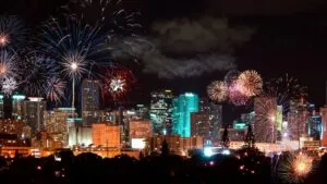 Celebración de Año Nuevo con fuegos artificiales en Miami