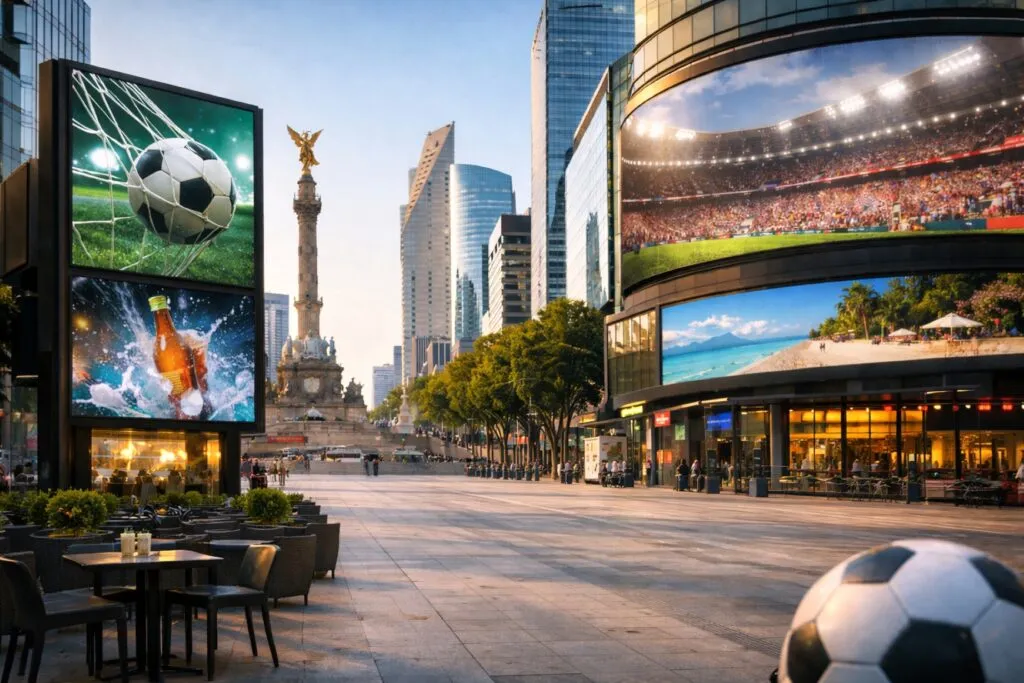 Publicidad digital en México con motivo del Mundial 2026, mostrando crecimiento económico y nuevas estrategias de marketing