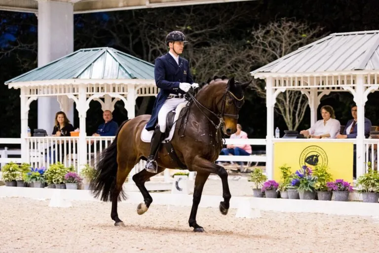 Frédéric Wandres y su caballo Verrenberg durante su presentación en el CDI 3* de West Palm Beach 2026 en el Centro Ecuestre Jim Brandon