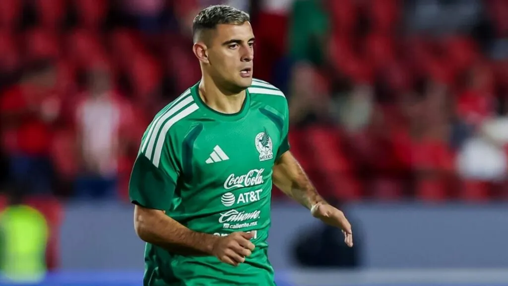 Germán Berterame durante partido con la Selección Mexicana