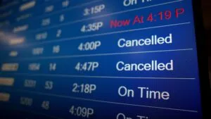 Pantallas de aeropuertos de Florida muestran retrasos y cancelaciones de vuelos por tormenta invernal