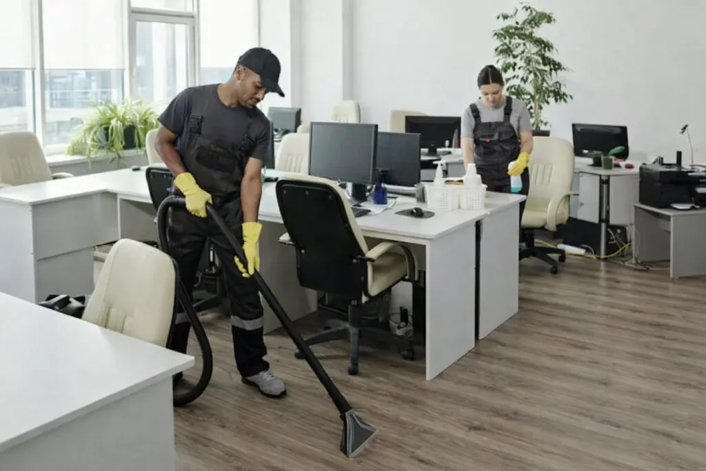 Empleadas realizando trabajo de limpieza en instalaciones comerciales en Orlando con enfoque en oportunidades laborales