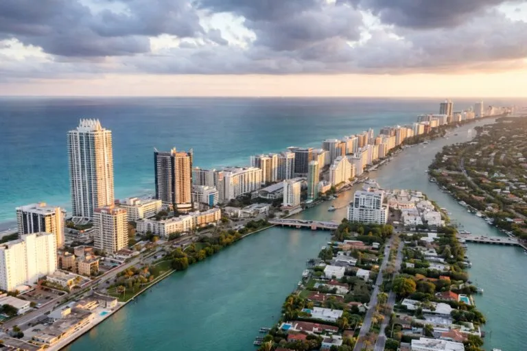 Cielo de Miami con sol y nubes reflejando el clima en Miami y lluvia posible para hoy