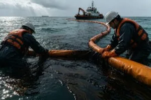 Equipos trabajan para contener derrame de hidrocarburo Golfo de México y reducir impacto ambiental y económico regional