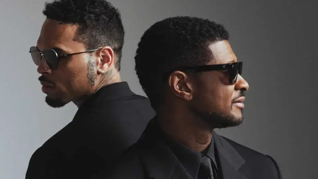 Usher y Chris Brown en concierto en Miami durante gira conjunta en el Hard Rock Stadium