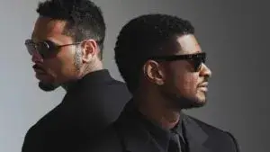 Usher y Chris Brown en concierto en Miami durante gira conjunta en el Hard Rock Stadium