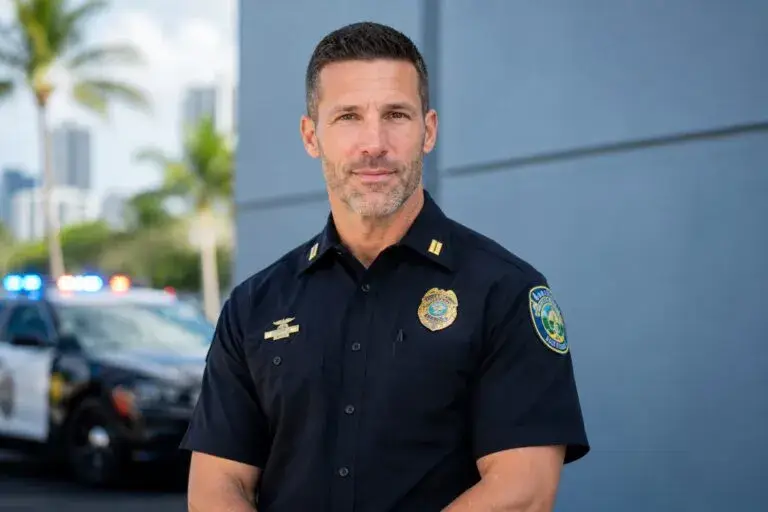 Edwin López durante anuncio oficial como nuevo jefe policial de Miami en Florida