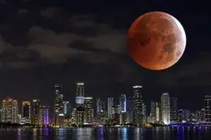 Eclipse lunar en Miami cubre cerca del 94 por ciento de la Luna sobre el cielo nocturno de Florida