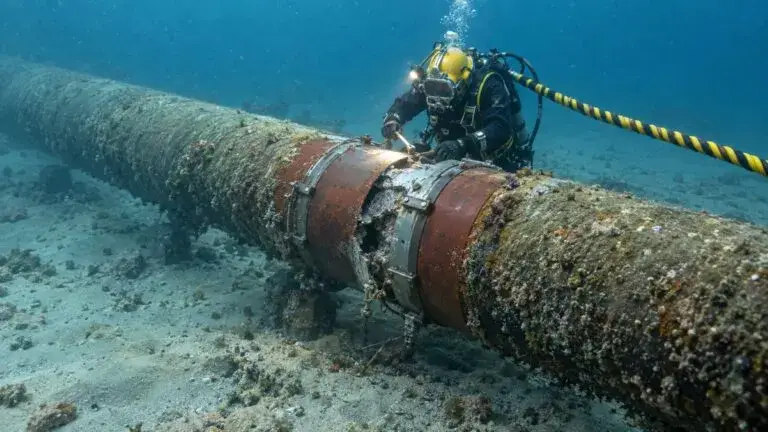 Embarcaciones de Pemex atienden un derrame en el Golfo de México frente a las costas de Campeche.