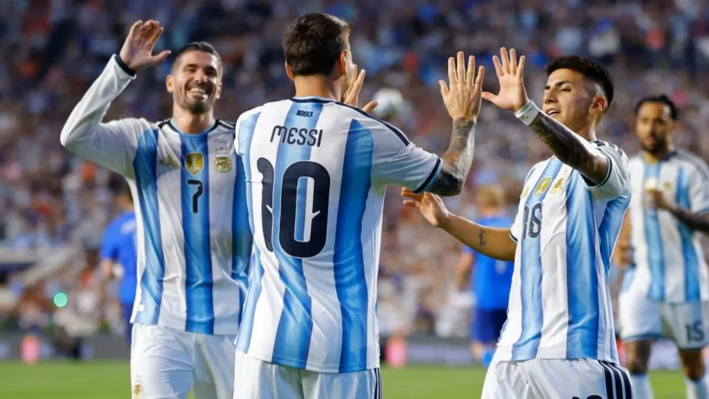 Messi durante su despedida con la selección argentina